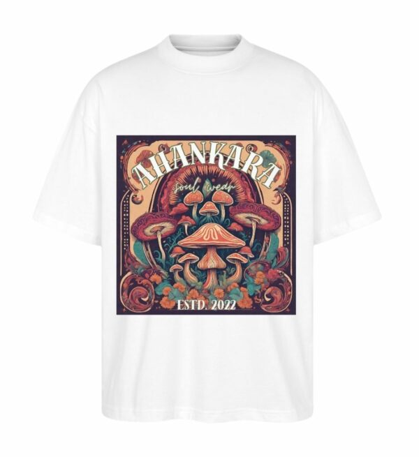 Oversize T Shirt mit Retro Print Shrooms Weiß