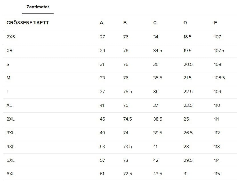 90er Jogginghose Größentabelle
