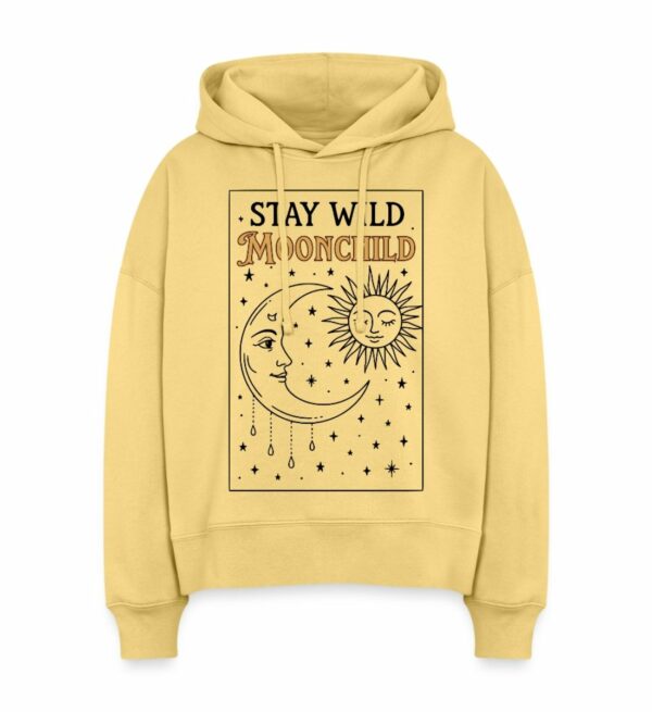 Hoodie Oversized Damen Farbe Retro-Gelb mit Boho Moonchild Print