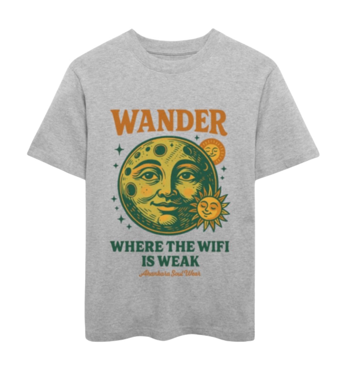 Retro T Shirt mit Wander Print grau