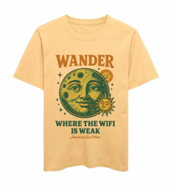 Retro T Shirt mit Wander Print retro Gelb
