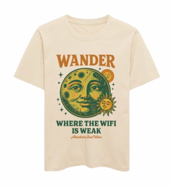 Retro T Shirt mit Wander Print Creme