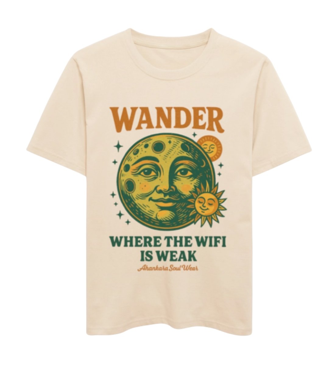 Retro T Shirt mit Wander Print Creme