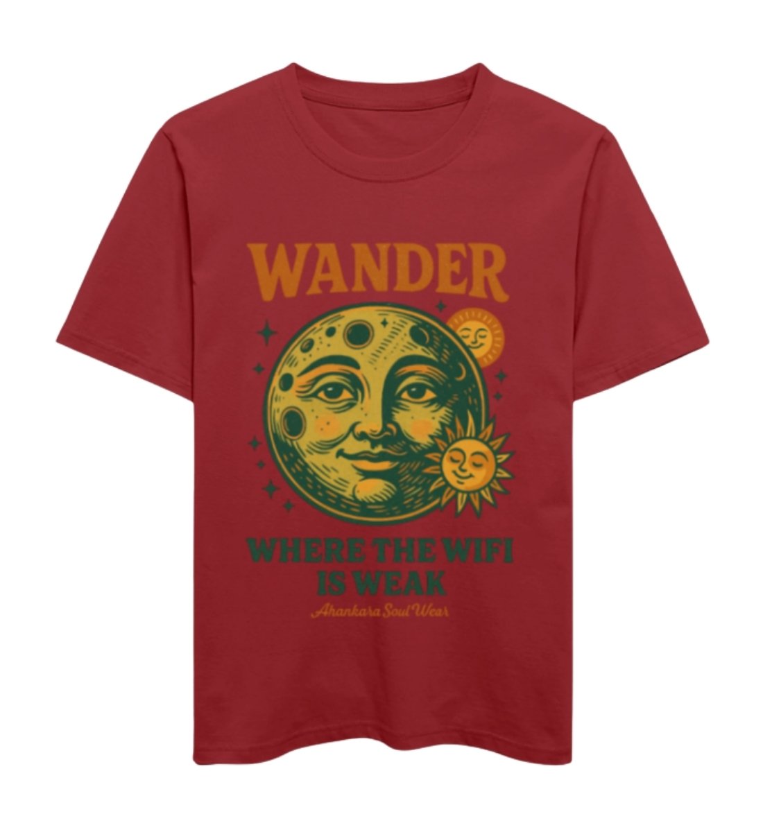 Retro T Shirt mit Wander Print Erdrot