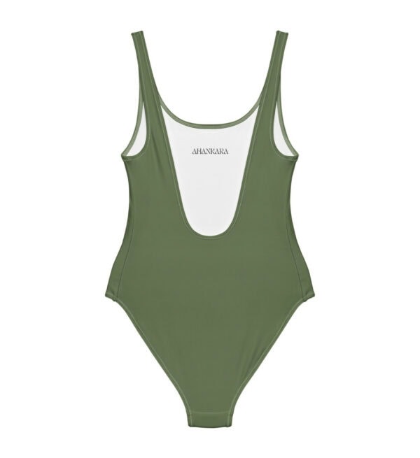 Badeanzug Retro Damen Military Green Rückseite mit tiefem AUsschnitt