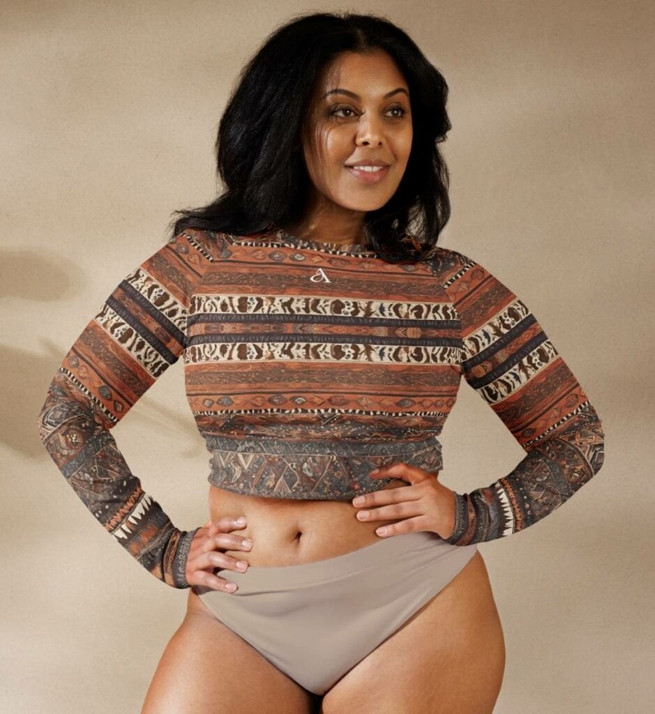 Boho Chic Crop Top Long Sleeve Earth recycelt