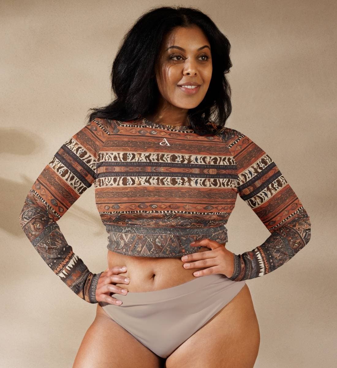 Boho Chic Crop Top Long Sleeve Earth recycelt