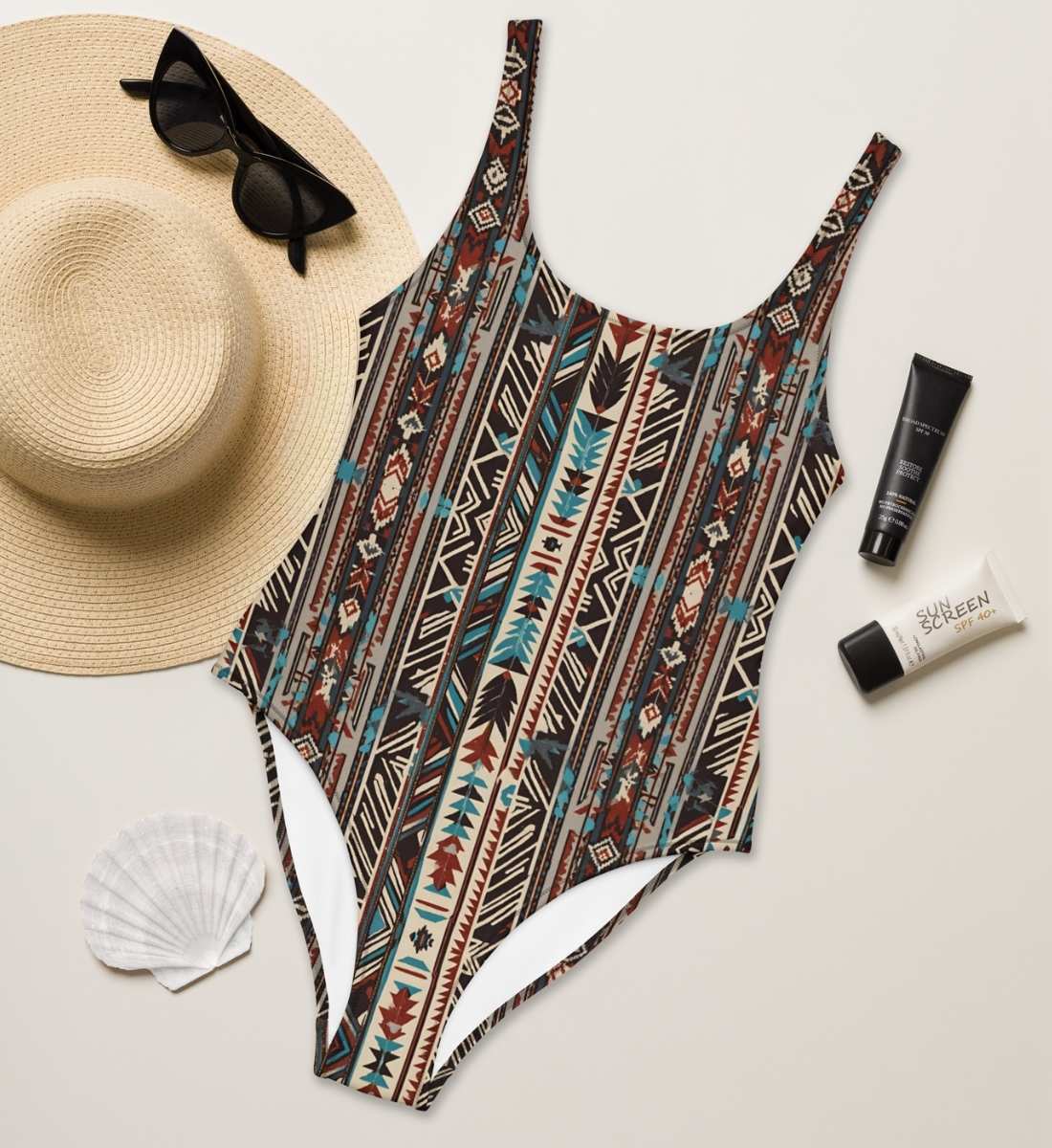 Boho Badeanzug Damen mit Ethno Muster Natives