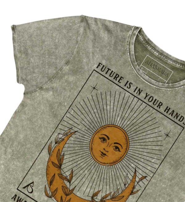 Denim Shirt Retro Print Moonstone Army Green Details