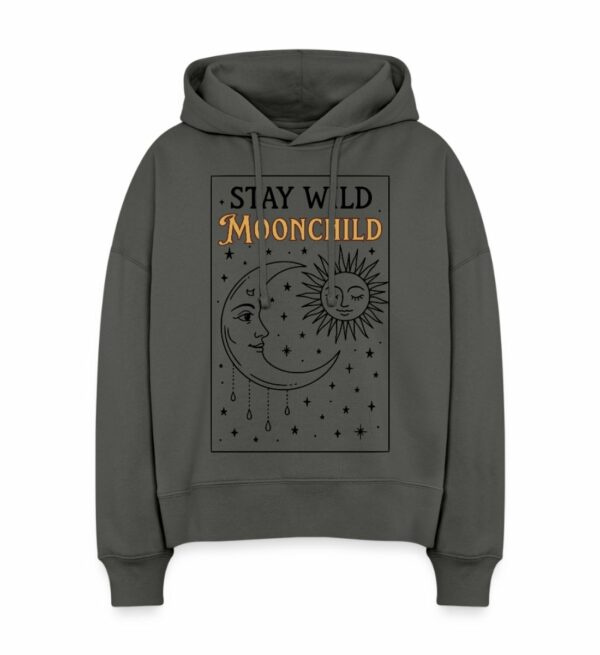 Hoodie Oversized Damen Farbe Anthrazit mit Boho Moonchild Print