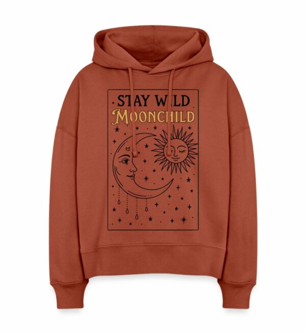 Hoodie Oversized Damen Farbe Terrakotta mit Boho Moonchild Print