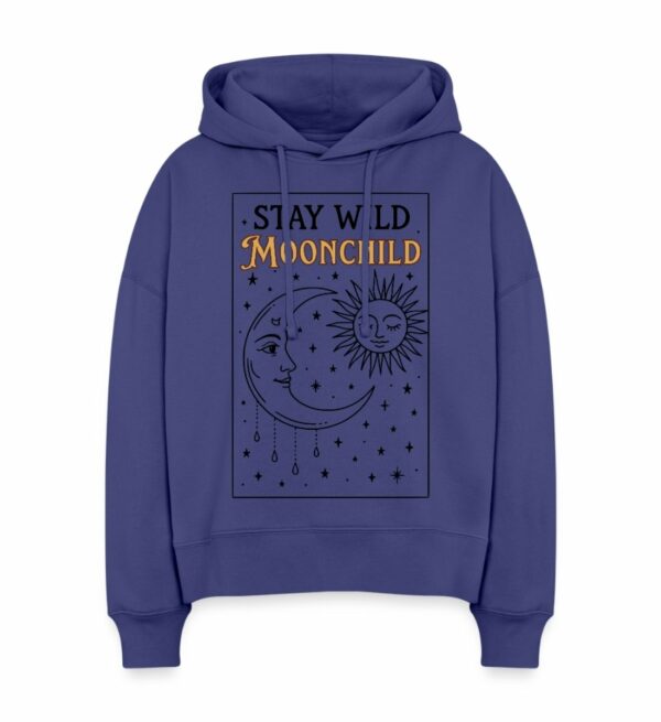 Hoodie Oversized Damen Farbe Blau mit Boho Moonchild Print