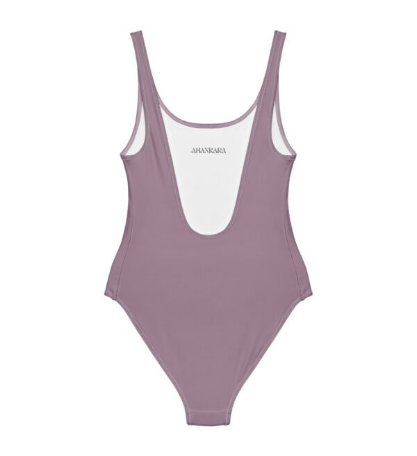 Blickdichter Badeanzug für Damen Lila Retro Rückseite