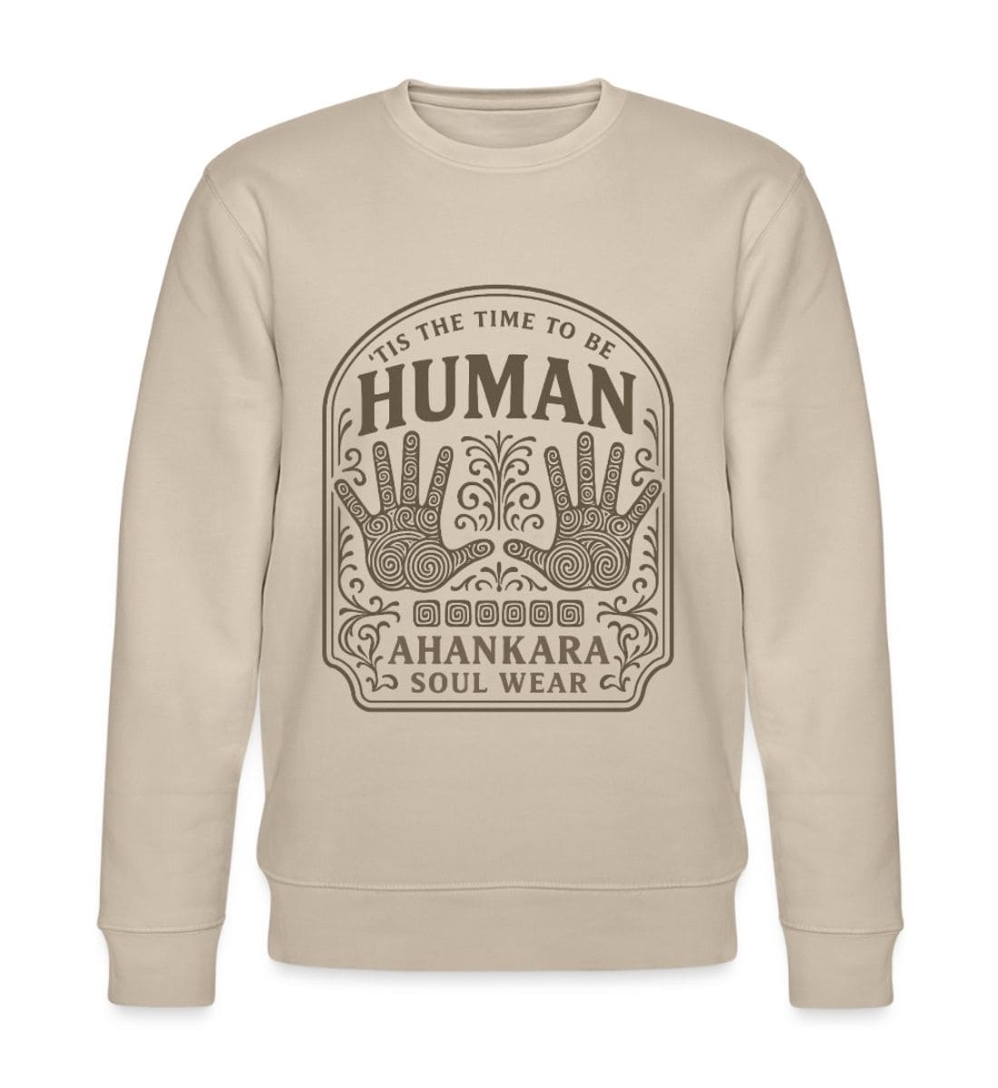 Nachhaltiges Sweatshirt Beige mit Retro Print Human