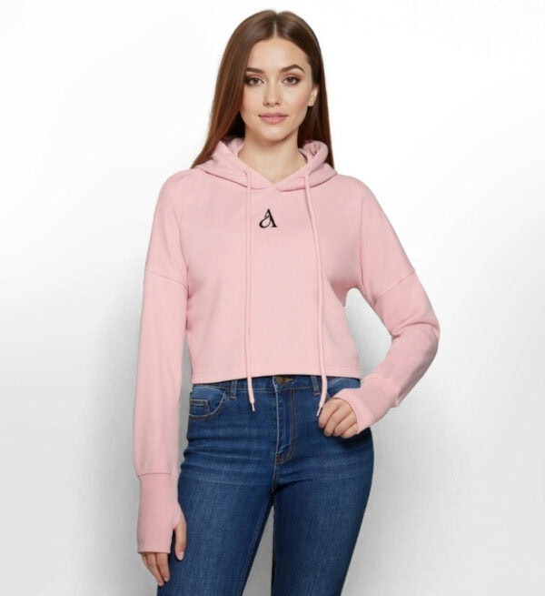 Damen Oversize Crop Hoodie rosa Mara