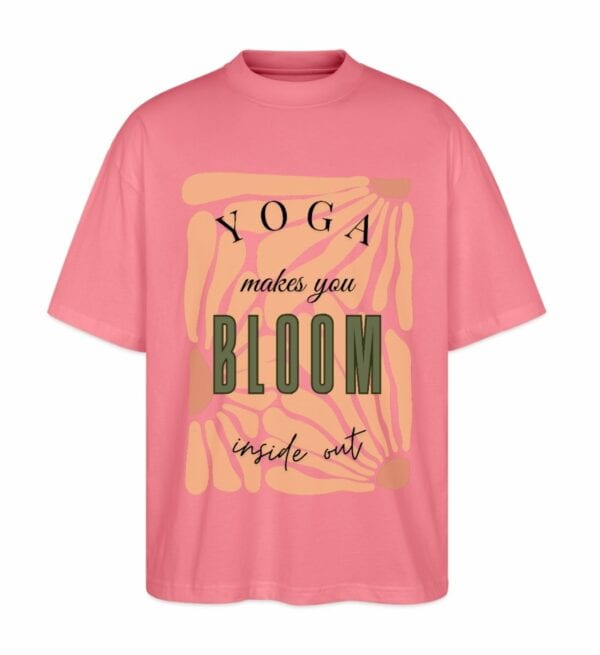 Oversized T Shirt Printed Yoga Pink mit Retro Motiv