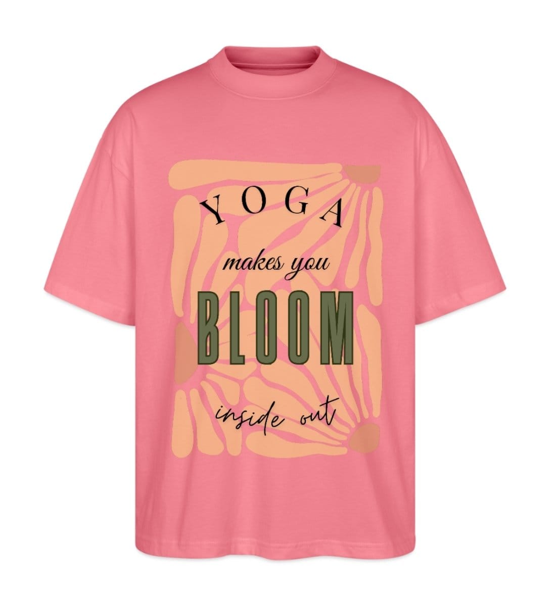 Oversized T Shirt Printed Yoga Pink mit Retro Motiv