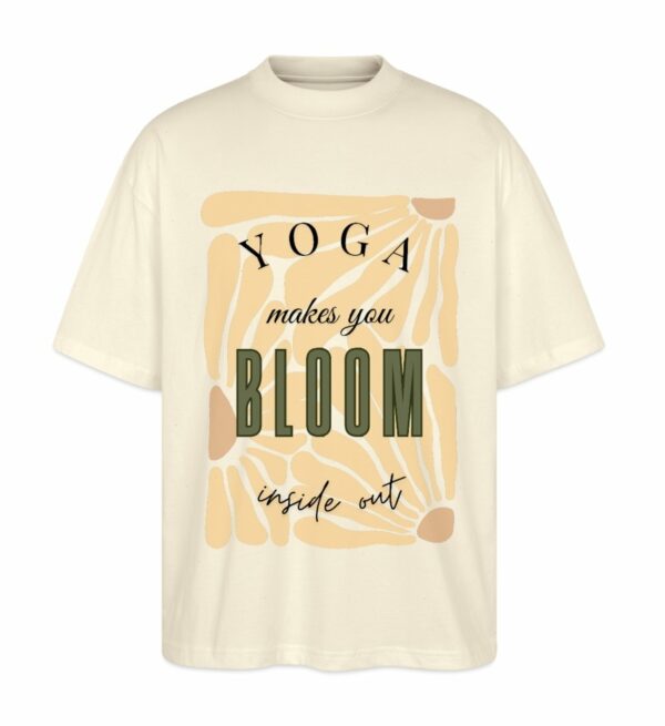 Oversized T Shirt Printed Yoga weissgrau creme mit Retro Motiv