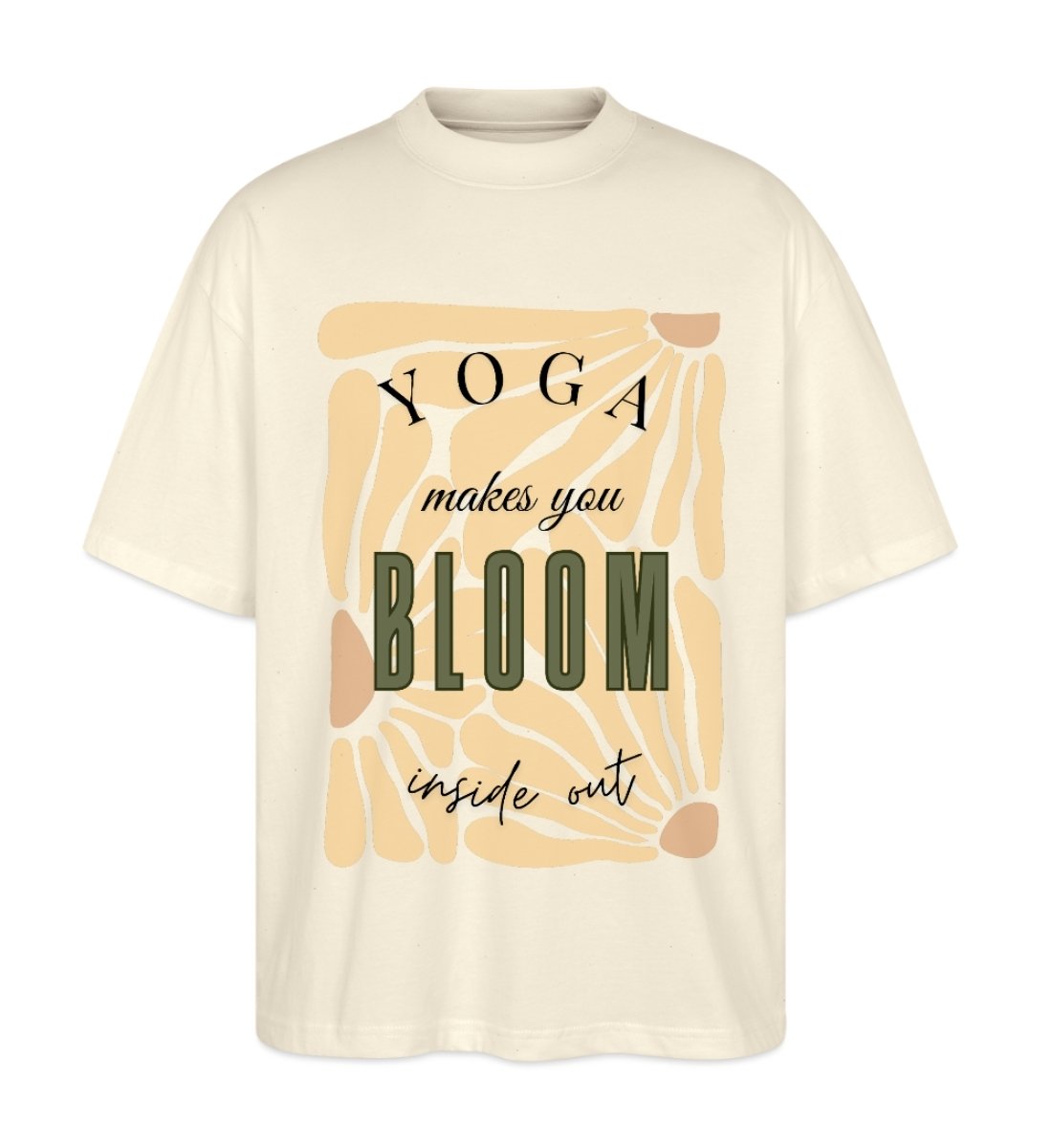 Oversized T Shirt Printed Yoga weissgrau creme mit Retro Motiv