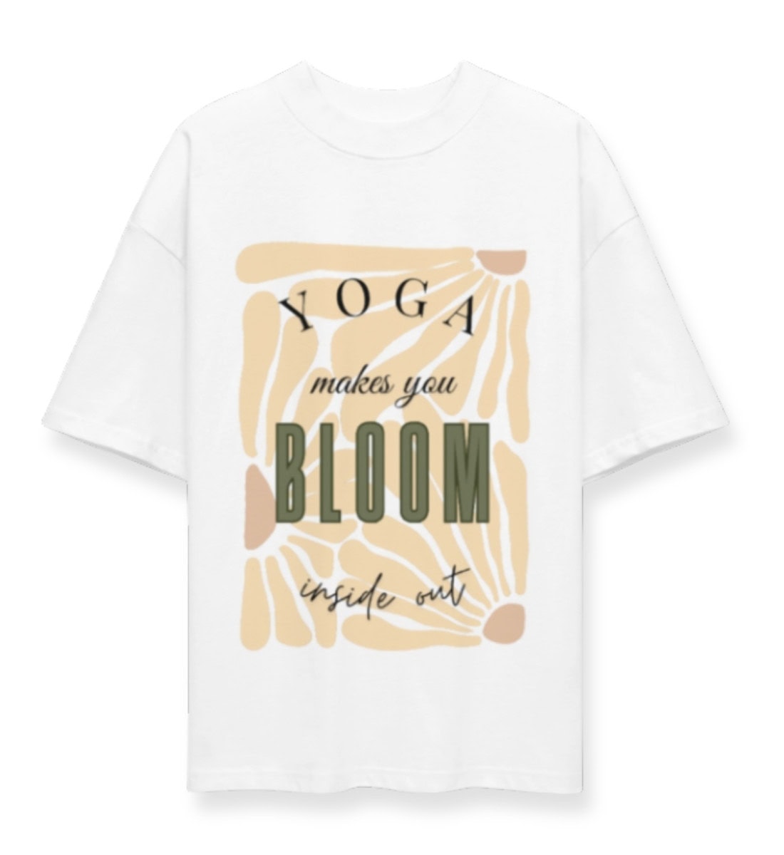 Oversized T Shirt Printed Yoga Weiss im Retro Design