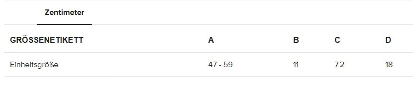 Retro Cap Größentabelle