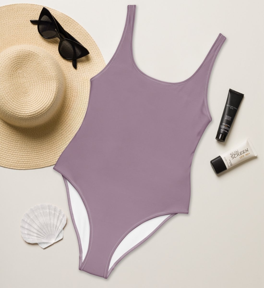 Retro Lila Badeanzug Damen Figurbetont