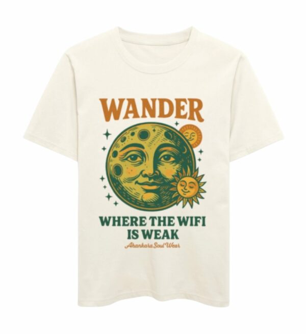 Retro T Shirt mit Wander Print Naturweiss