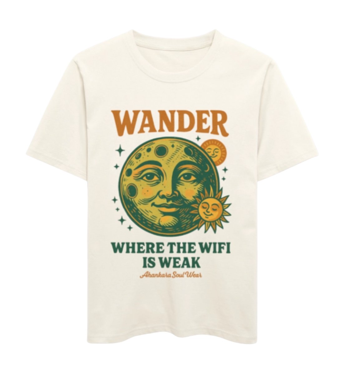Retro T Shirt mit Wander Print Naturweiss
