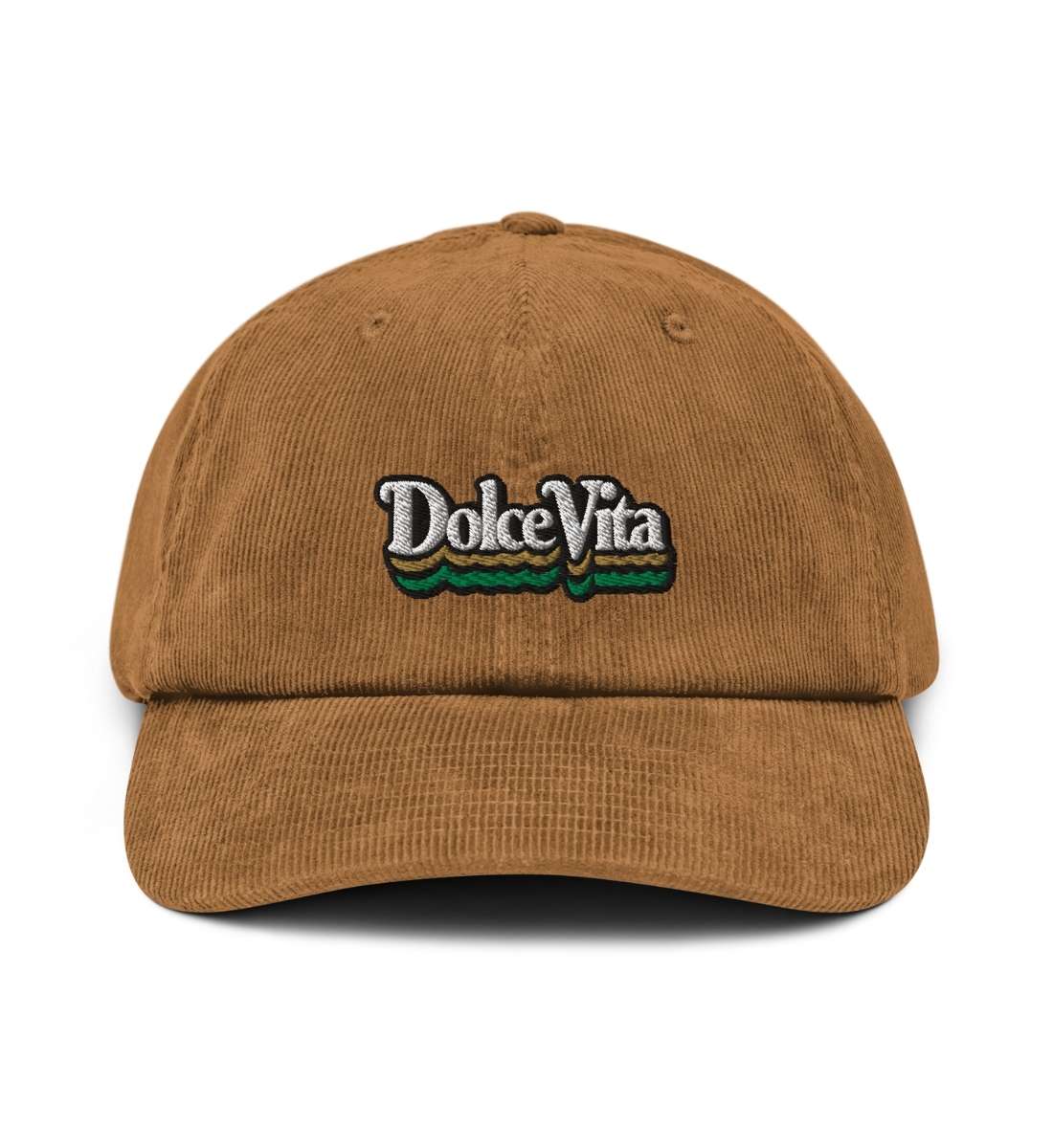 Vintage Cap aus Cord mit Dolce Vita Stickerei in der Farbe Beige-Camel