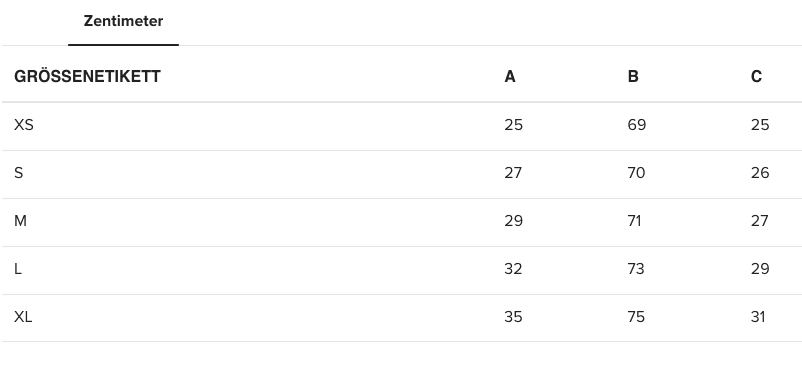 Yoga Leggings Galaxy Größentabelle