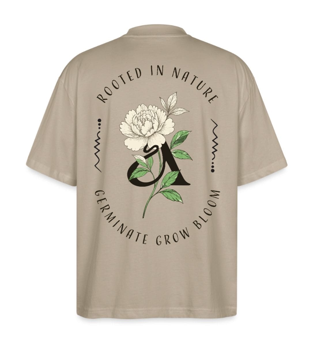 Oversized Shirt mit Peonia Backprint, Pfingstrose Retro Style, steingrau (beige)