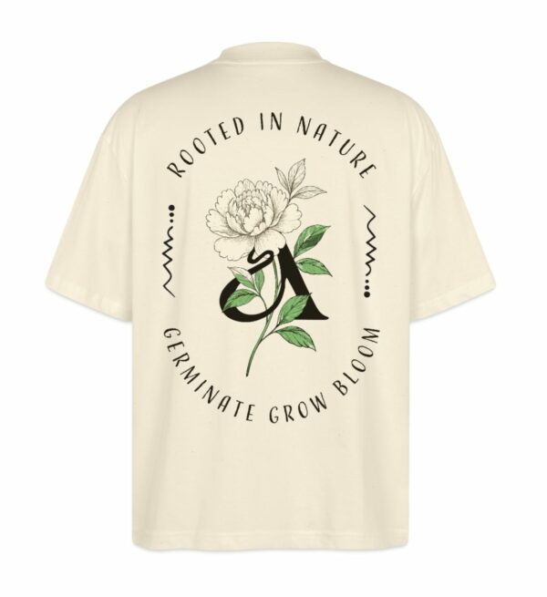 Oversized Shirt mit Peonia Backprint, Pfingstrose Retro Style, creme