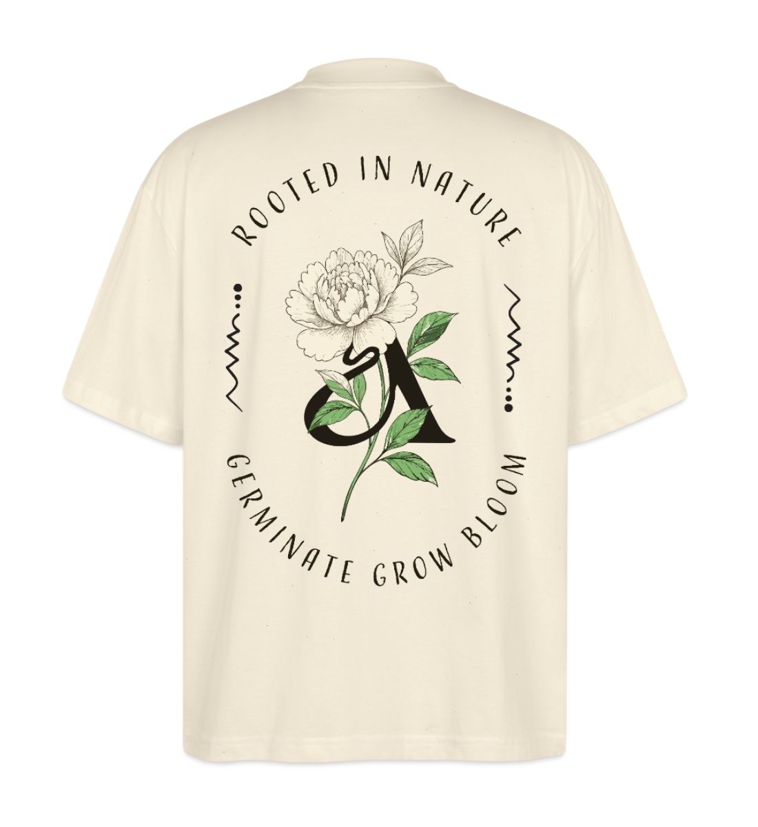 Oversized Shirt mit Peonia Backprint, Pfingstrose Retro Style, creme