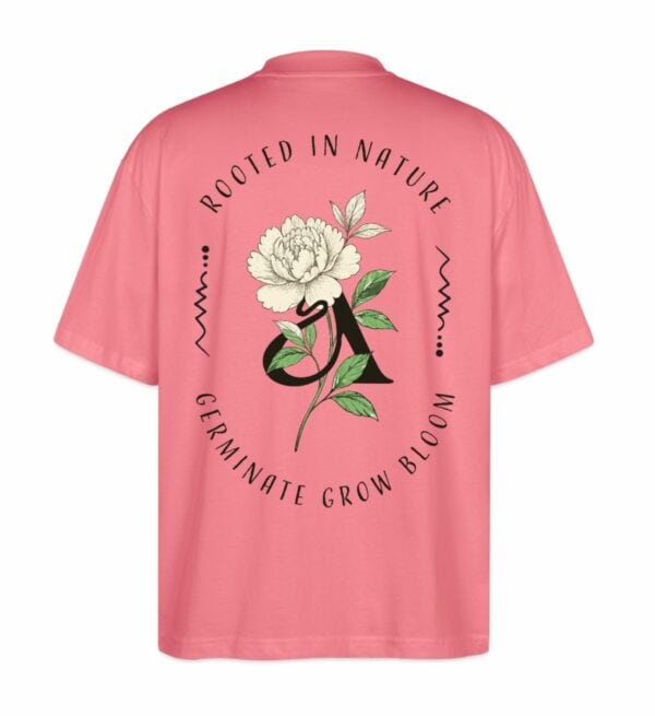 Oversized Shirt mit Peonia Backprint, Pfingstrose Retro Style, pink