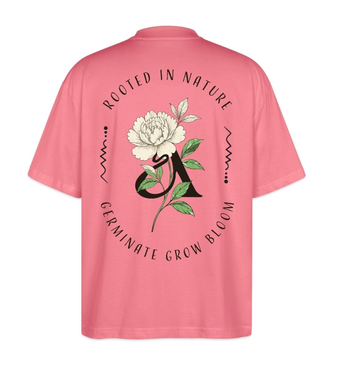 Oversized Shirt mit Peonia Backprint, Pfingstrose Retro Style, pink