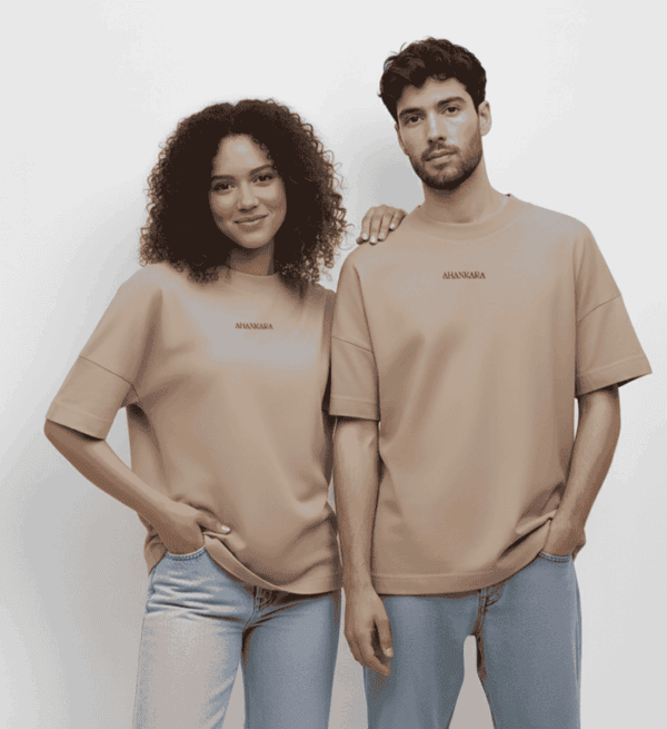 Oversized Shirt mit Retro Backprint Pfingstrose, Weit geschnitten für Damen und Herren