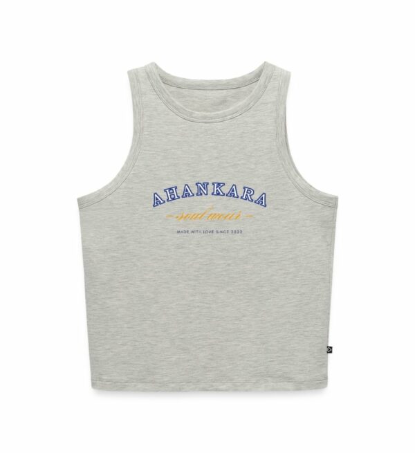 Crop Top mit College style Print, Retro Look, Grau