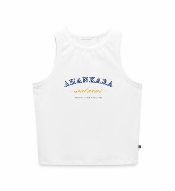 Crop Top mit College style Print, Retro Look, weiss