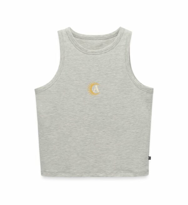 Cropped Tank Top mit Vintage Sun Emblem, Grau