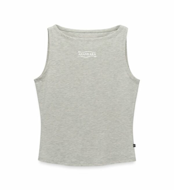 Damen Tank Top mit Ahankara Tribal Logo, leicht cropped, aus Baumwolle, in Grau