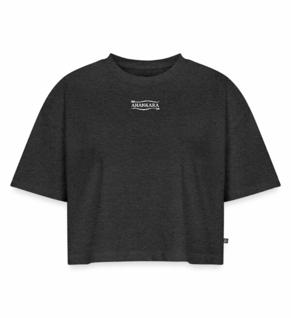 Oversize Crop Shirt anthrazit mit weissem Tribal Logo für Damen