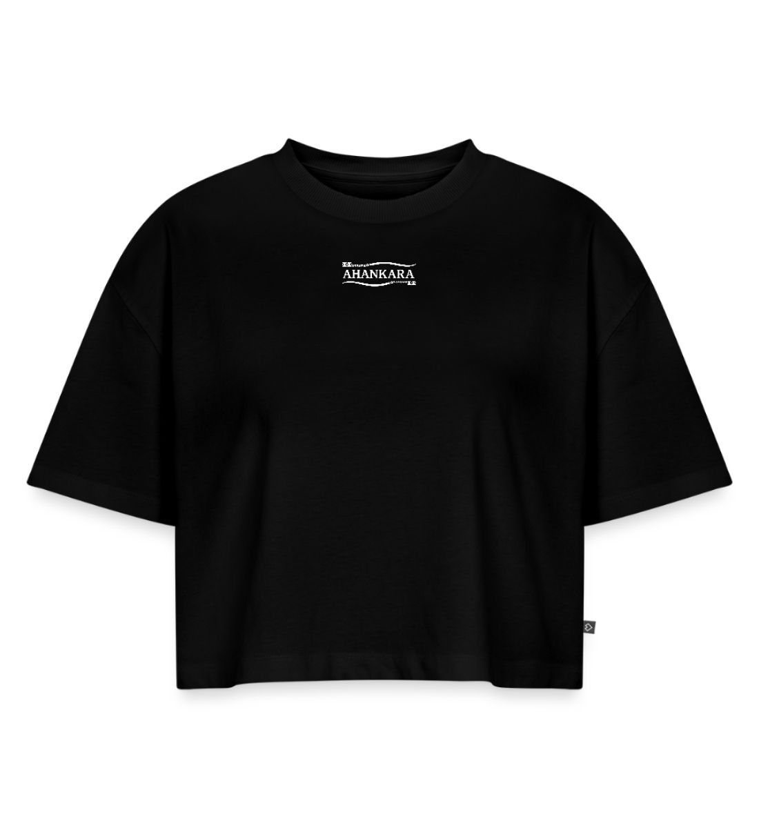 Oversize Crop Shirt schwarz mit weissem Tribal Logo für Damen