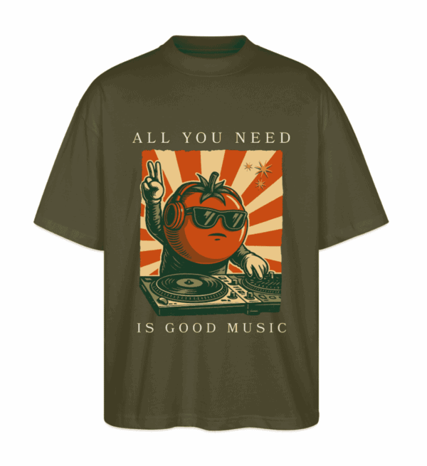 Oversized Shirt mit Vintage Frontprint Dj Music khaki