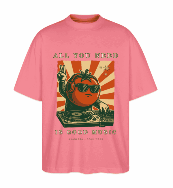 Oversized Shirt mit Vintage Frontprint Dj Music Pink