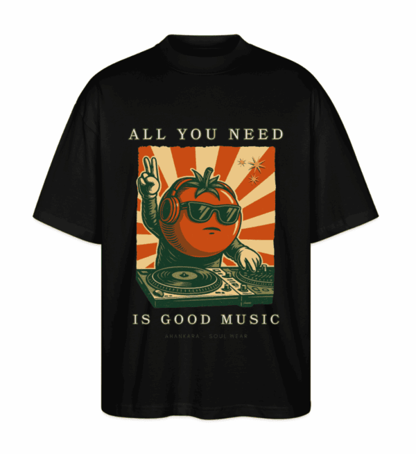 Oversized Shirt mit Vintage Frontprint Dj Music schwarz