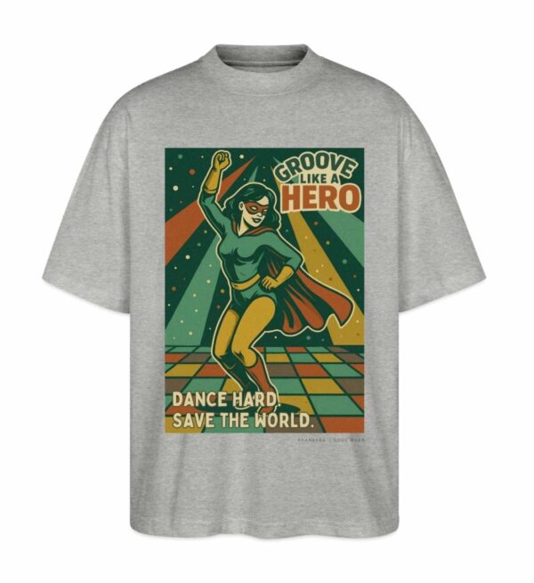 Oversized Shirt mit 80s Comic Print, Farbe grau meliert