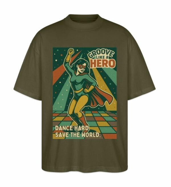 Oversized Shirt im 80s Comic Style, Farbe Khaki