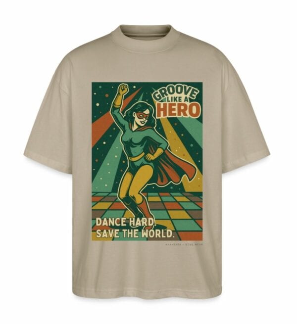 Oversized Shirt mit 80s Comic Print, Farbe STeingrau beige