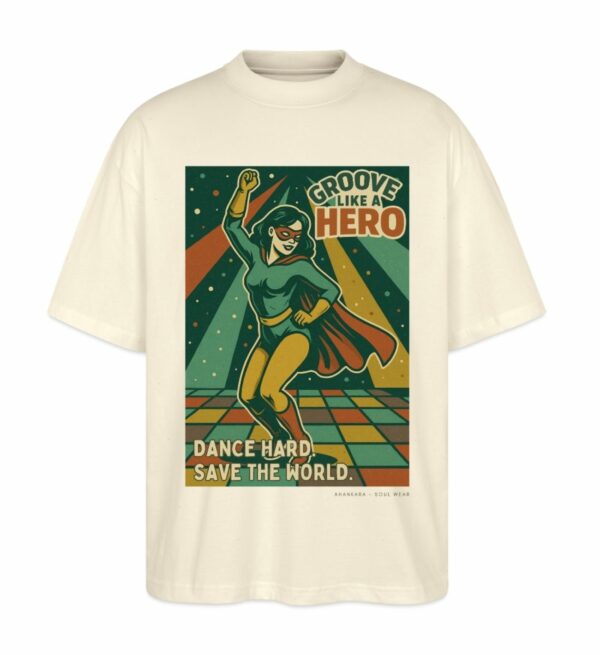 Oversized Shirt mit 80s Comic Print, Farbe weissgrau beige