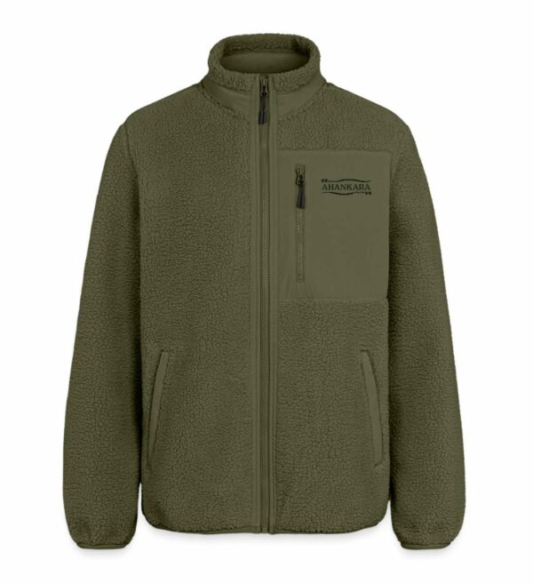 Sherpa Fleece Jacke in Khaki für Damen und Herren, Relaxed Fit und recycelt